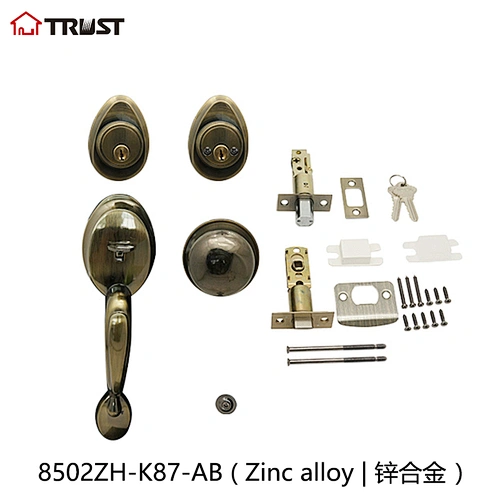 TRUST 8502ZH-K87-AB  Grade 3 Solid Brass Strong Handle Lockset