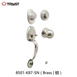TRUST 8501-K87-SN Single Cylinder with Knob ANSI Grade 3 Grip Handle With Satin Nickel