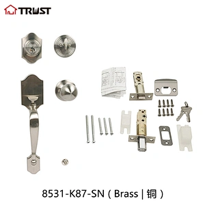华信8531-K87-SN 厂家直供铜材质室内门美式大拉手套锁 大门锁具
