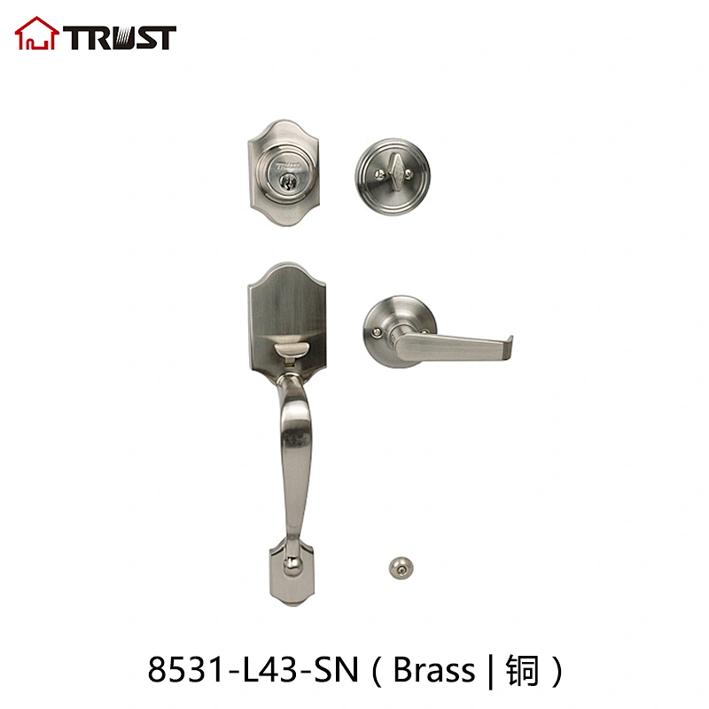 华信8531-L43-SN 厂家直供铜材质室内门美式大拉手套锁 大门锁具