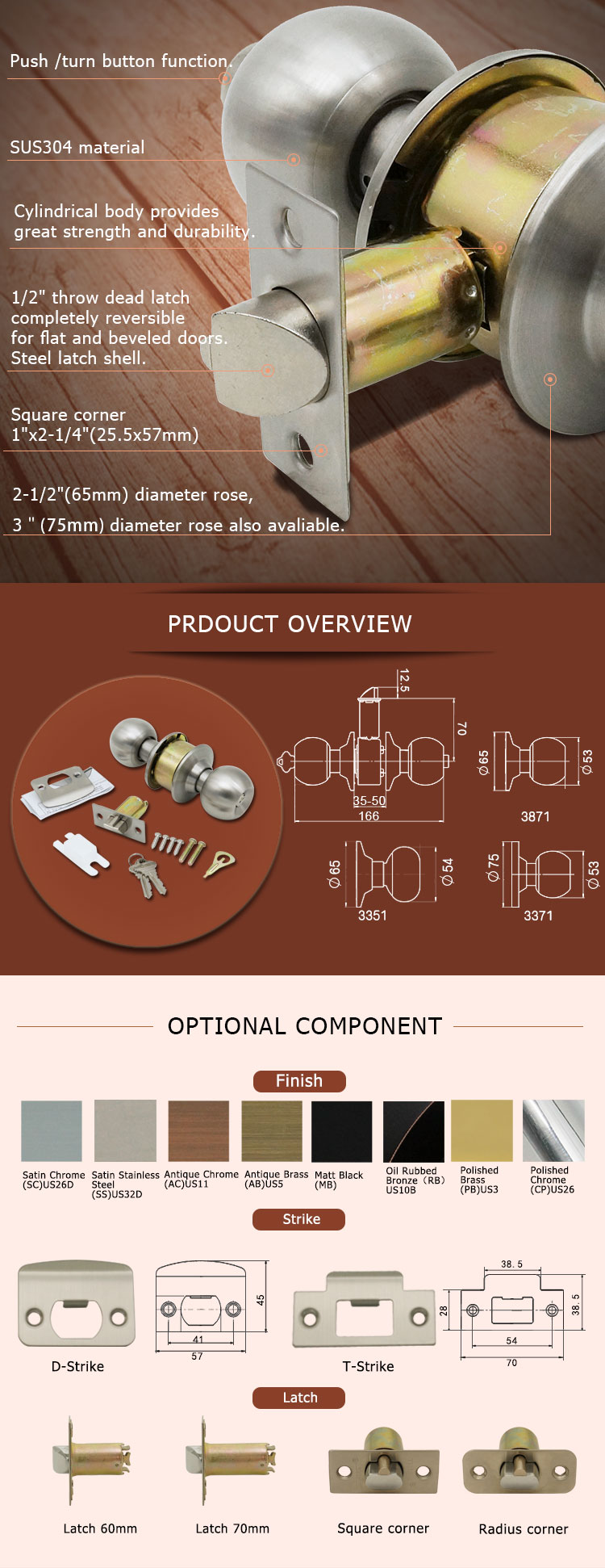 Cylindrical Knob Lock