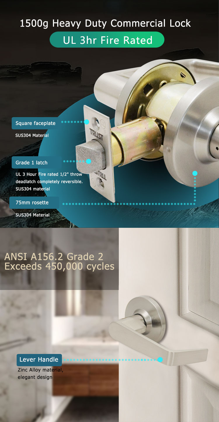 Heavy duty passage door Lock