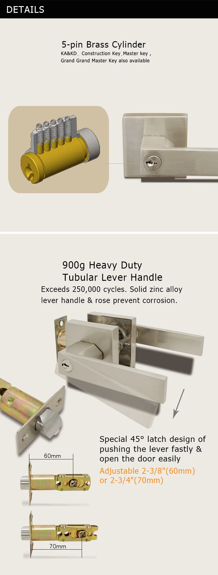 TRUST 6931-SC Heavy duty Tubular Lever door Lock
