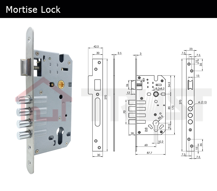 4 bolts Mortise Lock body
