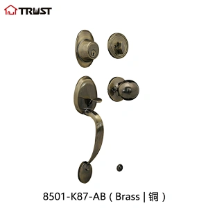 华信8501-K87-AB 铜材质锌合金可选 大门拉手门锁高档美式大拉手套锁厂家批发