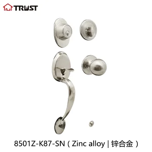TRUST 8501-K87-SN Single Cylinder with Knob ANSI Grade 3 Grip Handle With Satin Nickel