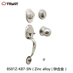 TRUST 8501-K87-SN Single Cylinder with Knob ANSI Grade 3 Grip Handle With Satin Nickel