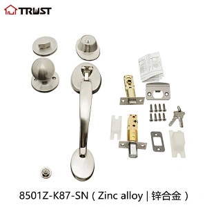 华信8501-K87-SN 铜材质门拉手高档美式大拉手套锁厂家直供