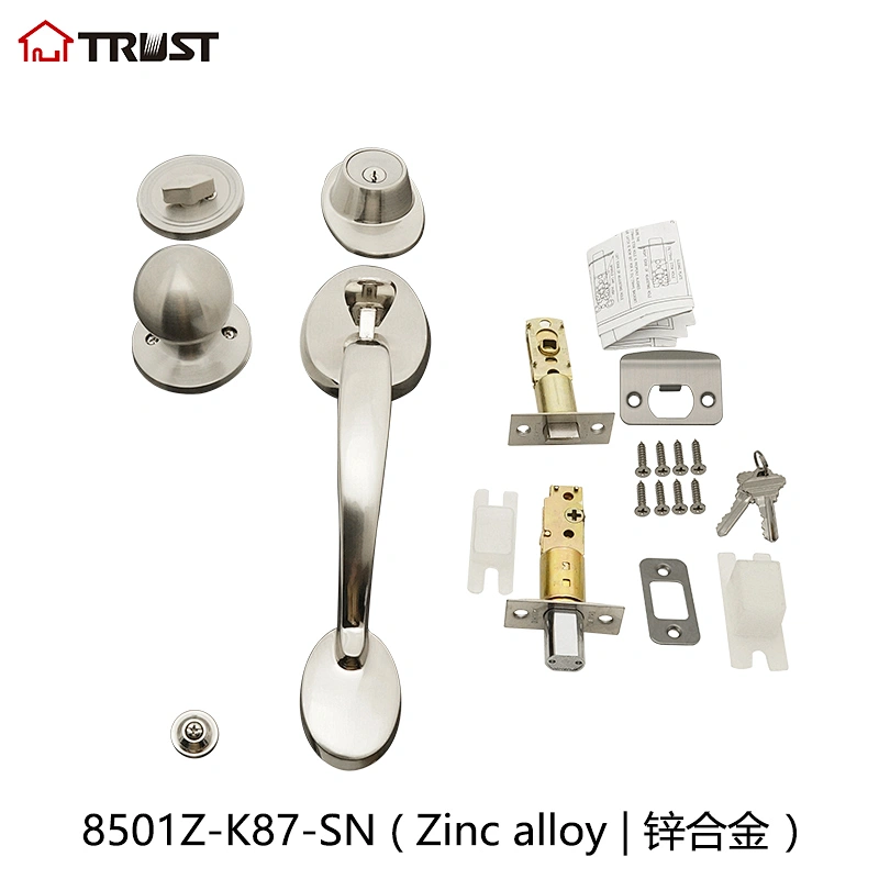 华信8501-K87-SN 铜材质门拉手高档美式大拉手套锁厂家直供