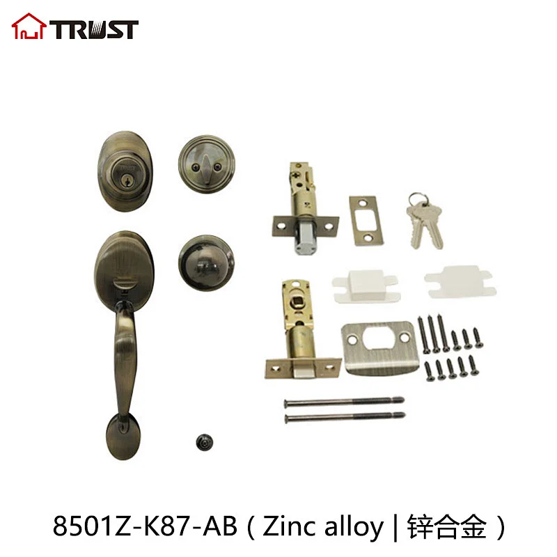 TRUST 8501-K87-AB Single Cylinder with Knob HandleSet With Single Cylinder Deadbolt Grip Handle