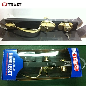 华信8531ZS-K87-MB 厂家直供铜材质室内门美式大拉手套锁 大门锁具