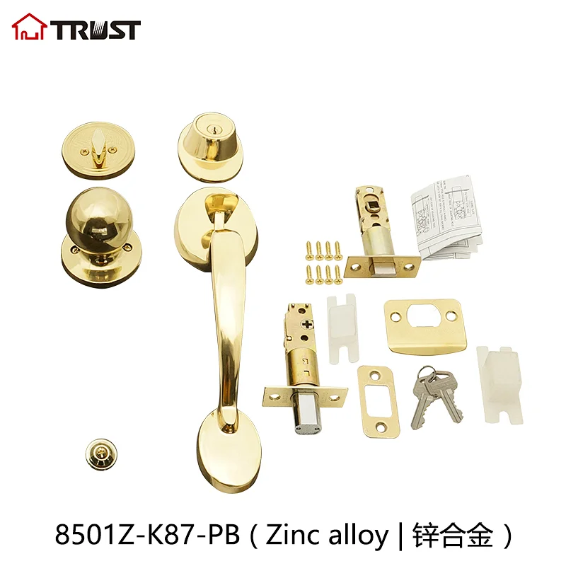 TRUST 8501 -K87-PB Grade 3 Grip Handle With Single Open Deadbolt In Polished Brass