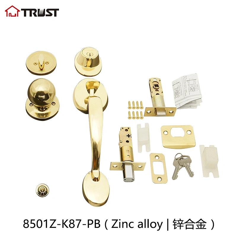 华信8501-K87-PB 铜材质门拉手高档美式大拉手套锁厂家直供