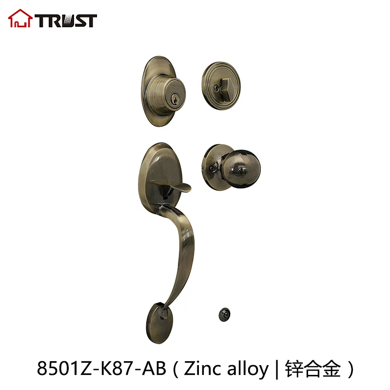 TRUST 8501-K87-AB Single Cylinder with Knob HandleSet With Single Cylinder Deadbolt Grip Handle