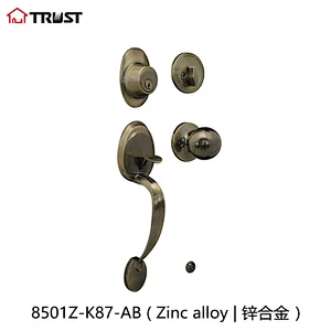 TRUST 8501-K87-AB Single Cylinder with Knob HandleSet With Single Cylinder Deadbolt Grip Handle
