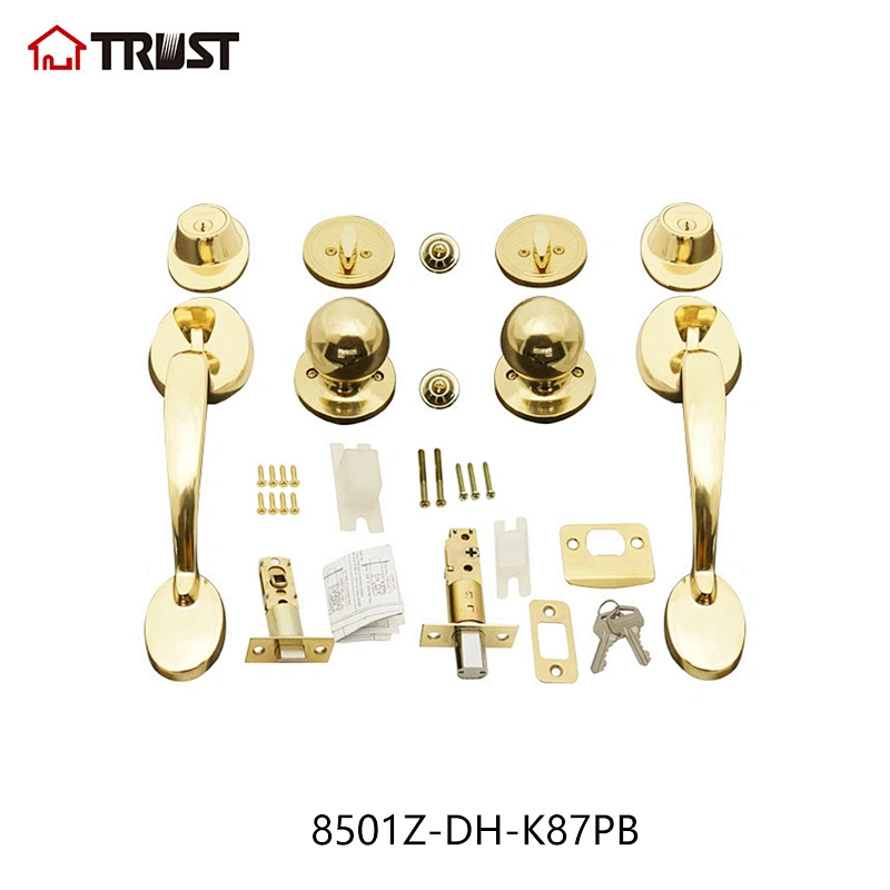 TRUST 8501 -K87-PB Grade 3 Grip Handle With Single Open Deadbolt In Polished Brass
