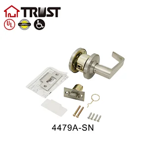 TRUST 4479-A-SN Commercial Lever (44 series,75 Rose) Exit Lock, Deadlocking latchbolt operated from inside only,blank plate outside. NO Keys，Passage LEVER 47 Inside. Latch BST 70mm;