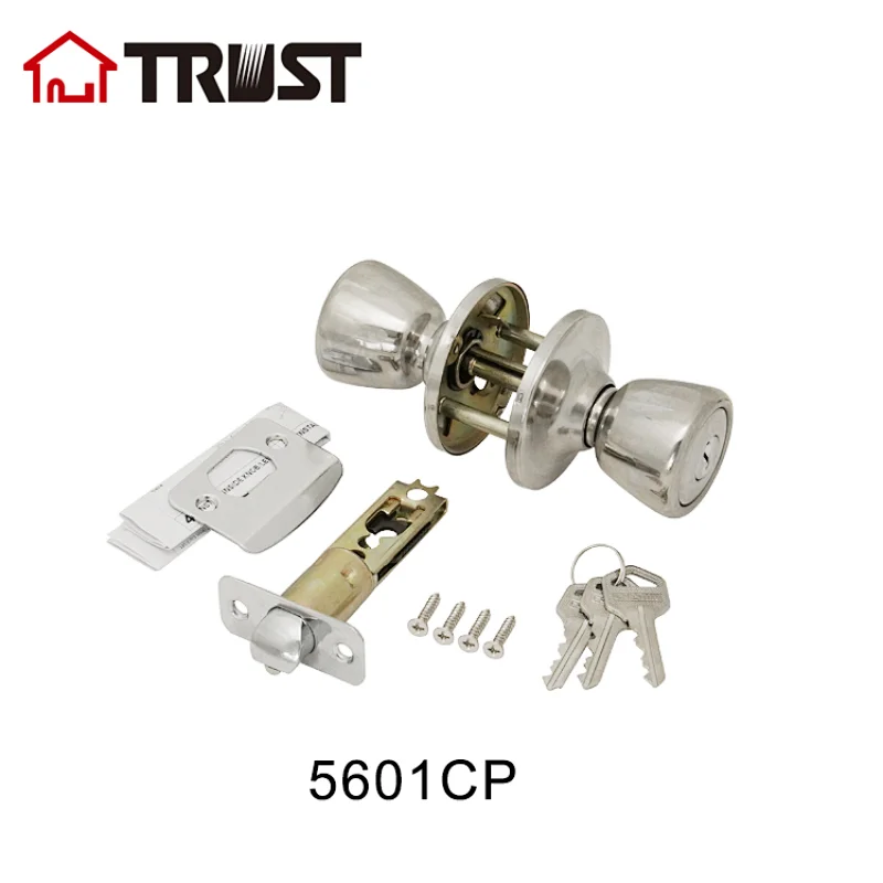TRUST 5601-CP ANSI Grade 3 Tubular Knob Door Lock Radius Drive Spindle Round Ball Lock