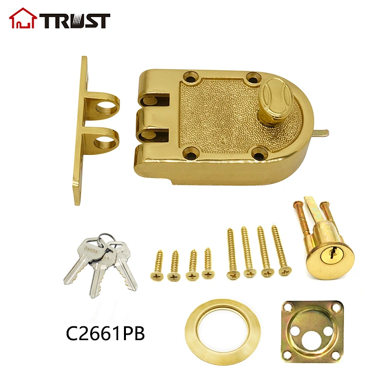 华信C2661PB 厂家直供单头纯铜老虎锁高质量外装门锁铜锁芯铜钥匙