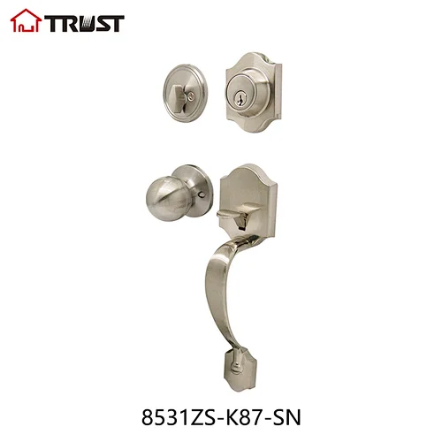 华信8531ZS-K87-SN 厂家直供铜材质室内门美式大拉手套锁 大门锁具