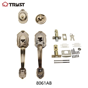 华信8061-AB 厂家直供锌合金材质室内门美式大拉手套锁 大门锁具
