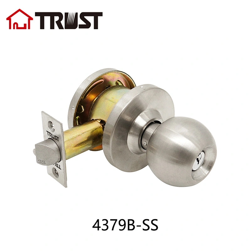华信4379BSS 美标二级铜芯圆柱锁利球形锁 不锈钢房门球锁卫浴通道门锁