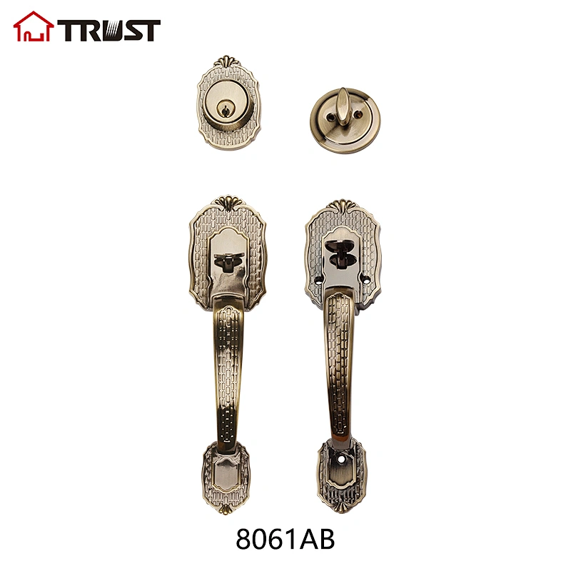 华信8061-AB 厂家直供锌合金材质室内门美式大拉手套锁 大门锁具