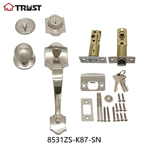 华信8531ZS-K87-SN 厂家直供铜材质室内门美式大拉手套锁 大门锁具