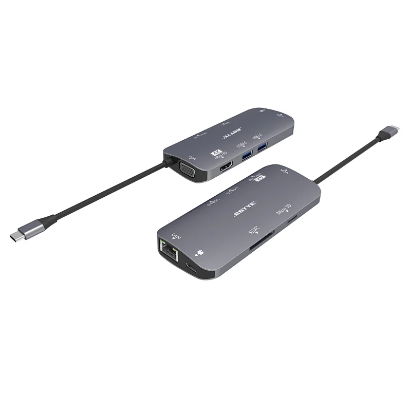 8 IN 1 Type C to HDMI+SD+microSD+2xUSB3.0+C-PD+LAN+VGA