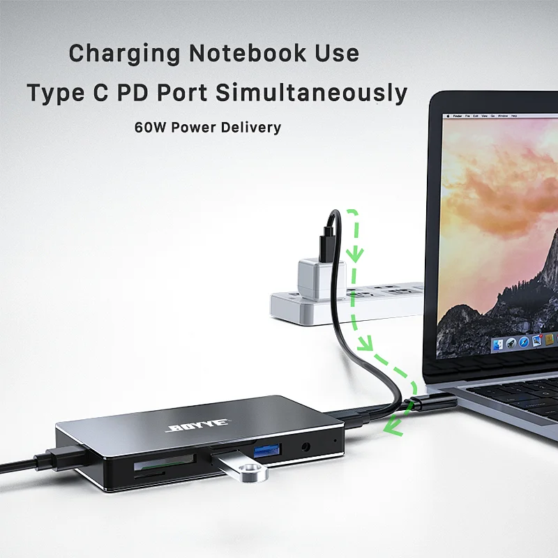 7 IN 1 Type C to HDMI+SD+microSD+2xUSB3.0+PD+3.5mm Audio