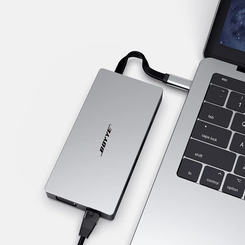 9 IN 1 Type C to VGA+LAN+HDMI+2xUSB3.0+PD+AUIDO+SD+microSD