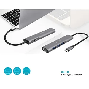 5 in 1 Type C Adapter, Hub  USB3.0, RJ45, HDMI