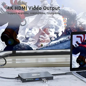 7 IN 1 Type C to HDMI+SD+microSD+2xUSB3.0+PD+3.5mm Audio