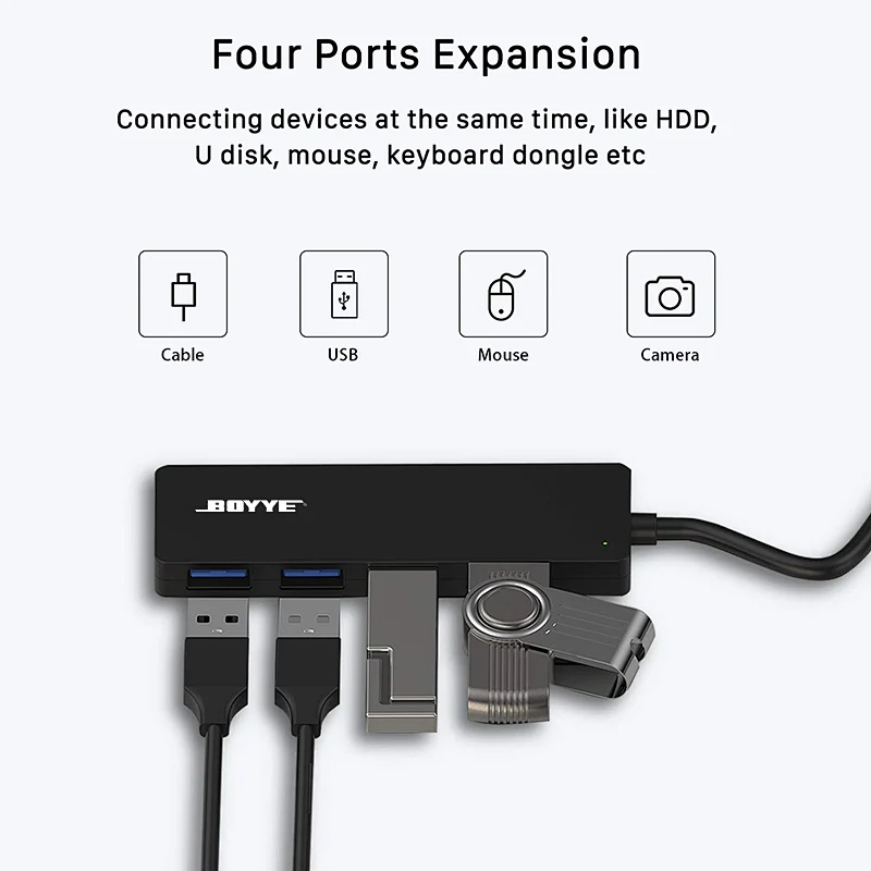 4 port USB-C 3.0 Hub extend to four USB 3.0 A sockets for superspeed data transfer
