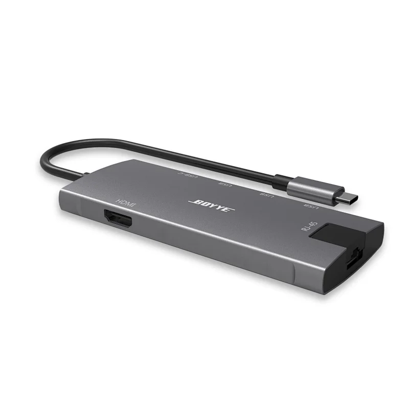 6-in-1 USB-C multiport adapter extend to 1x HDMI, 1x RJ45, 1x USB-C PD, 3x USB 3.0 A