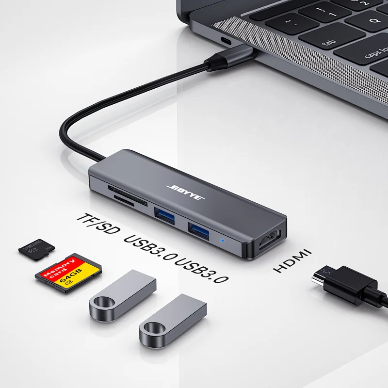5 IN 1 USB-C adapter with card reader, HDMI