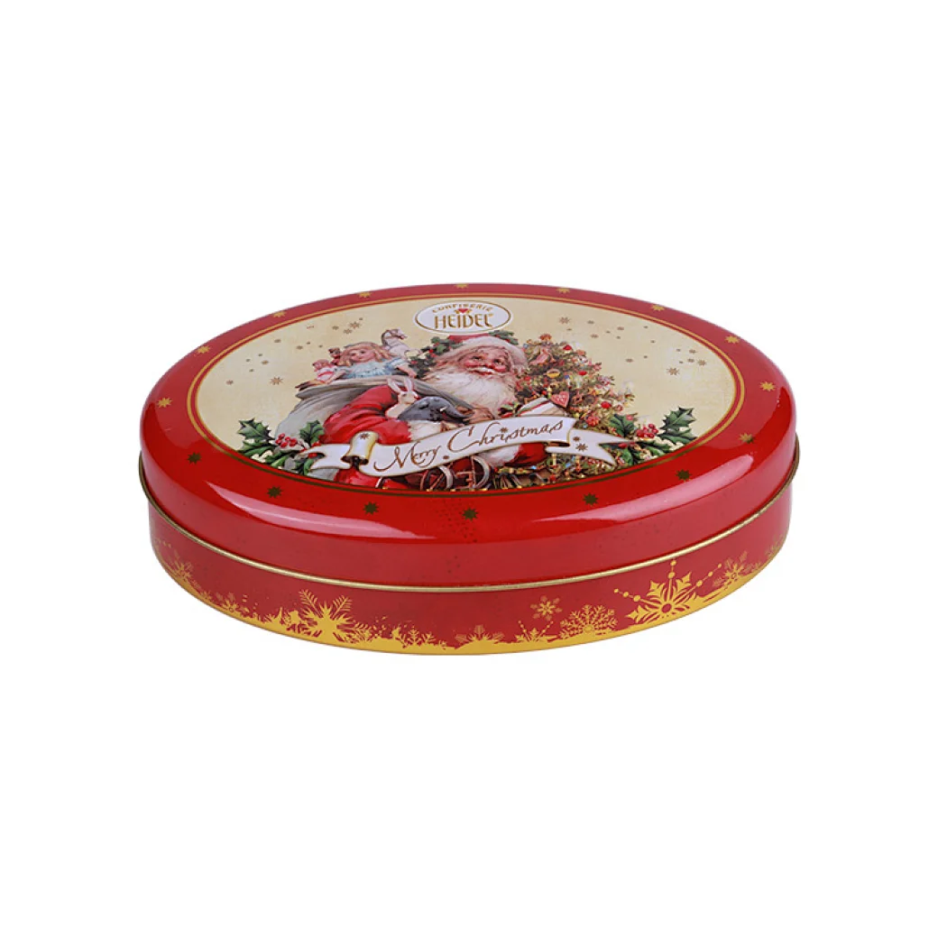 A Christmas cookies tin is a festive way to package and store holiday baked goods. These tins often feature bright colors and holiday-themed designs such as snowflakes, reindeer, or Santa Claus.