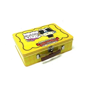 Manufacturing Custom Print Box Candy Package Coffee Storage Tin Box With Handle Biscuit Tin