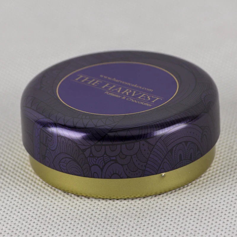 round shape tin box metal box with double lid tin can cake boxes