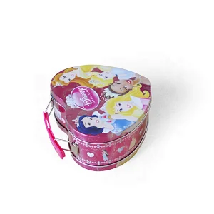 Heart shaped Lunch Metal Box Tin Suitcase With Plastic Handle