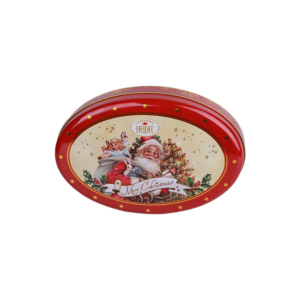 A Christmas cookies tin is a festive way to package and store holiday baked goods. These tins often feature bright colors and holiday-themed designs such as snowflakes, reindeer, or Santa Claus.