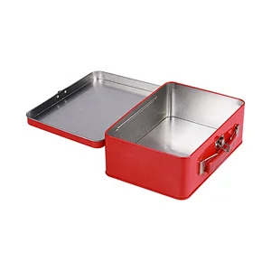 Hotsale custom printed metal suitcase lunch tin box