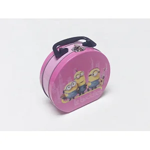Heart shaped Lunch Metal Box Tin Suitcase With Plastic Handle