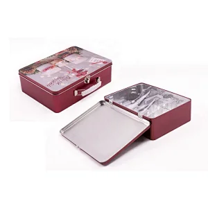 Wholesale Tea Cookie Candy Package Custom Logo Metal Tin Box With Handle Lock And Key