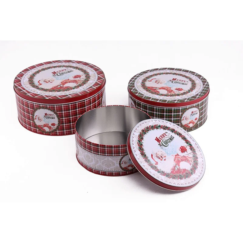 round tin box chocolate food can metal cake box for cookie
