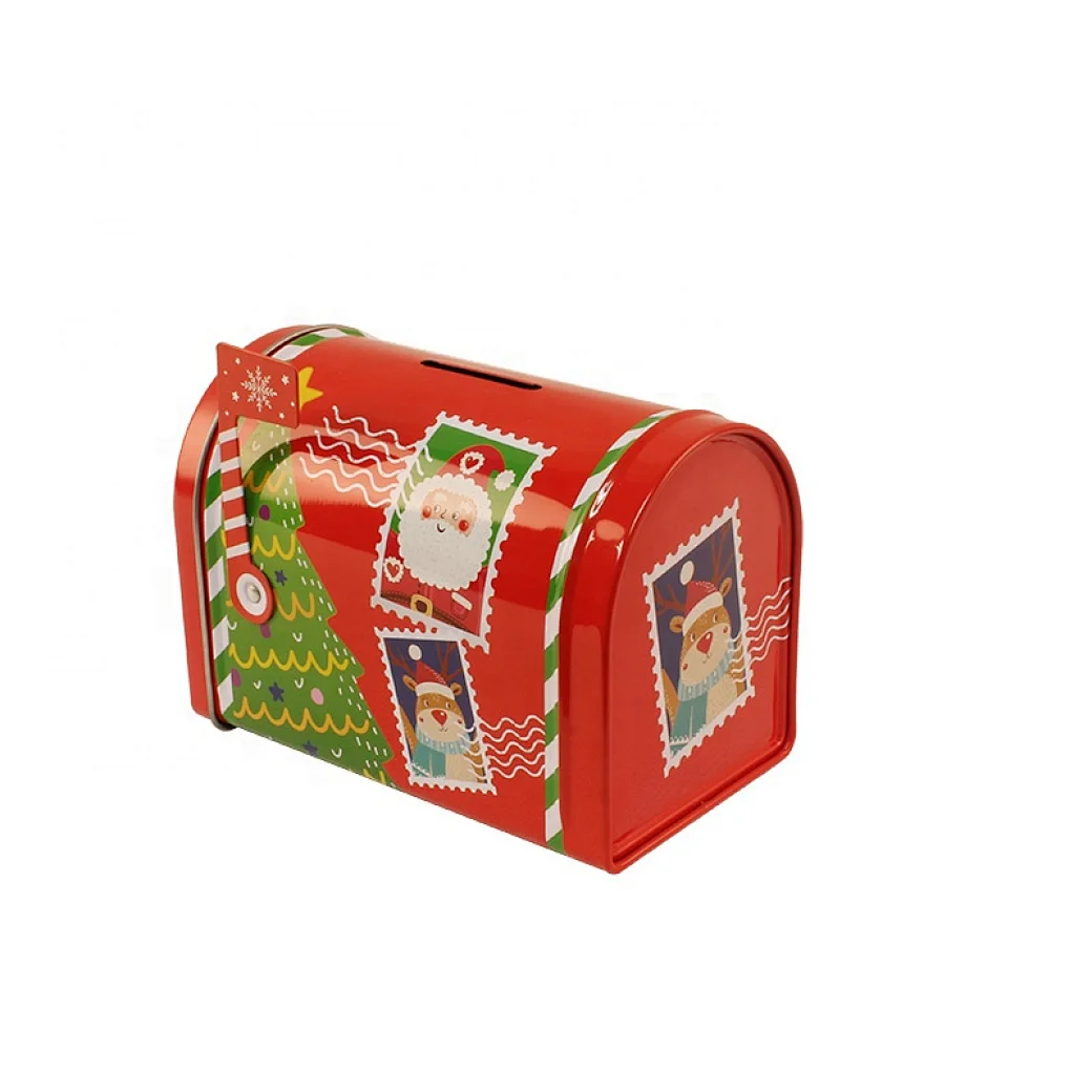 During Christmas season, my family loves to decorate our home with festive decor, including a mailbox tin. The mailbox tin is designed with a classic red and green color scheme, and it's the perfect size to hold holiday cards and treats.