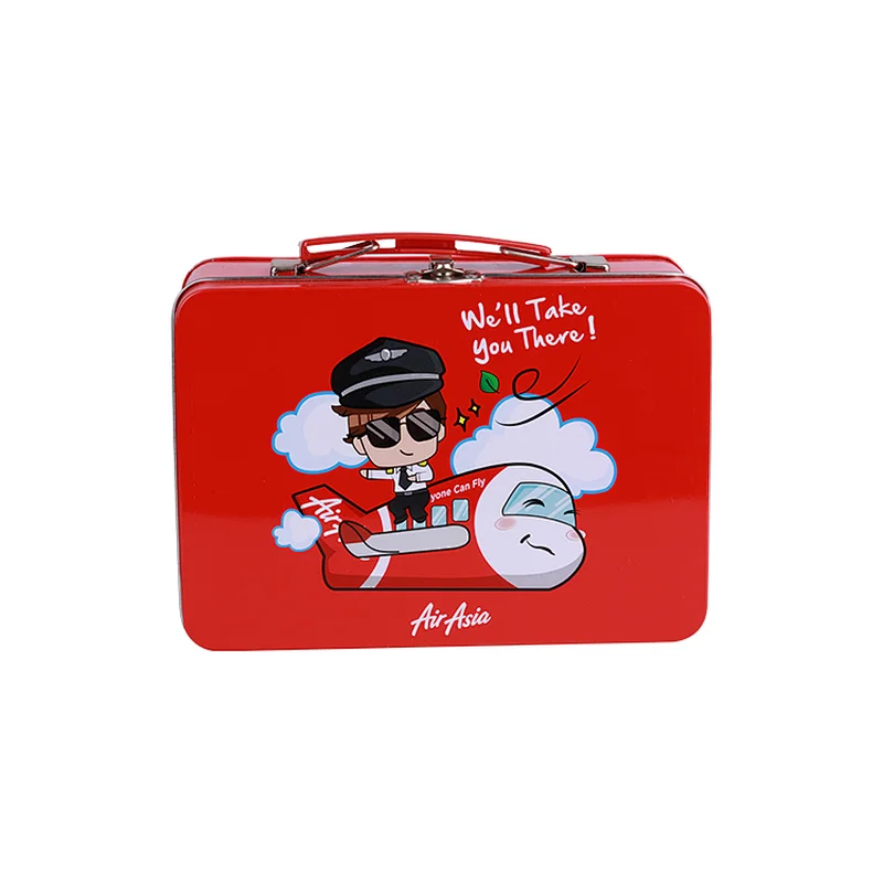 Custom printed lunch box metal tin suitcase packing