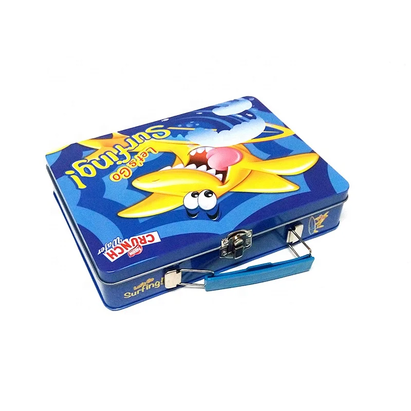 Manufacturing Custom Print Box Candy Package Coffee Storage Tin Box With Handle Biscuit Tin