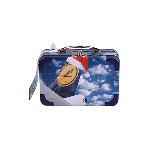 Good quality suitcase tin box with handle custom metal lunch box with lock