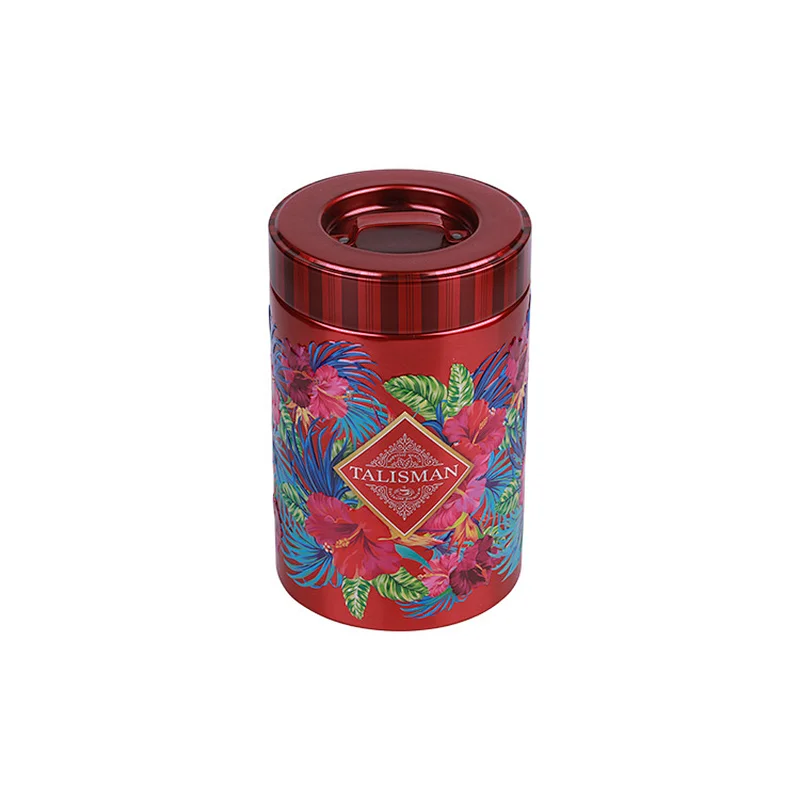 Good quality round airtight tea tins with handle lid tea bag tin can